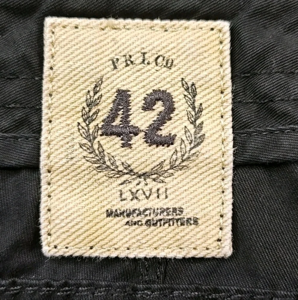 Vtg 90s Polo Ralph Lauren Baggy Wide Leg Cargo Shorts 42/44 Black Field Utility